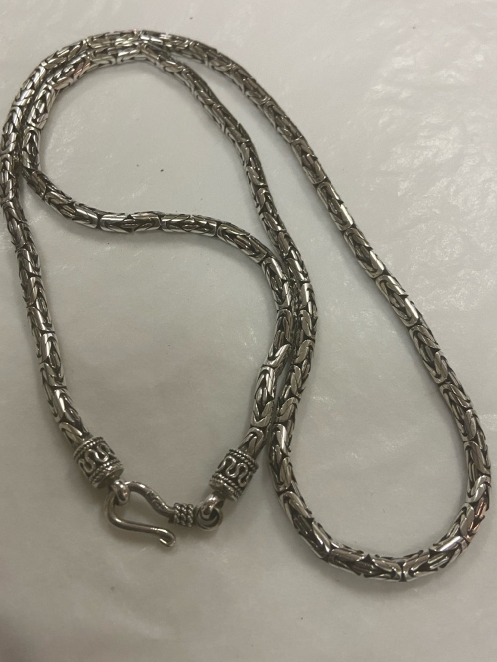 Sterling 925 Silver Vintage Byzantine Chain Necklace 18” Excellent Condition